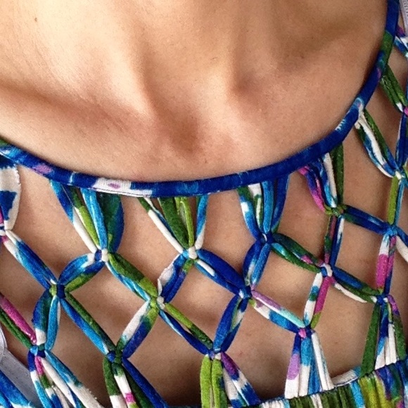 PLENTY TRACY REESE lattice yoke top anthro S M (D5 - Picture 3 of 6